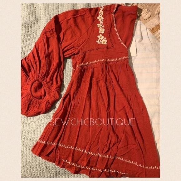 Beautiful Brick Red Embroidered Tunic - Picture 7 of 8
